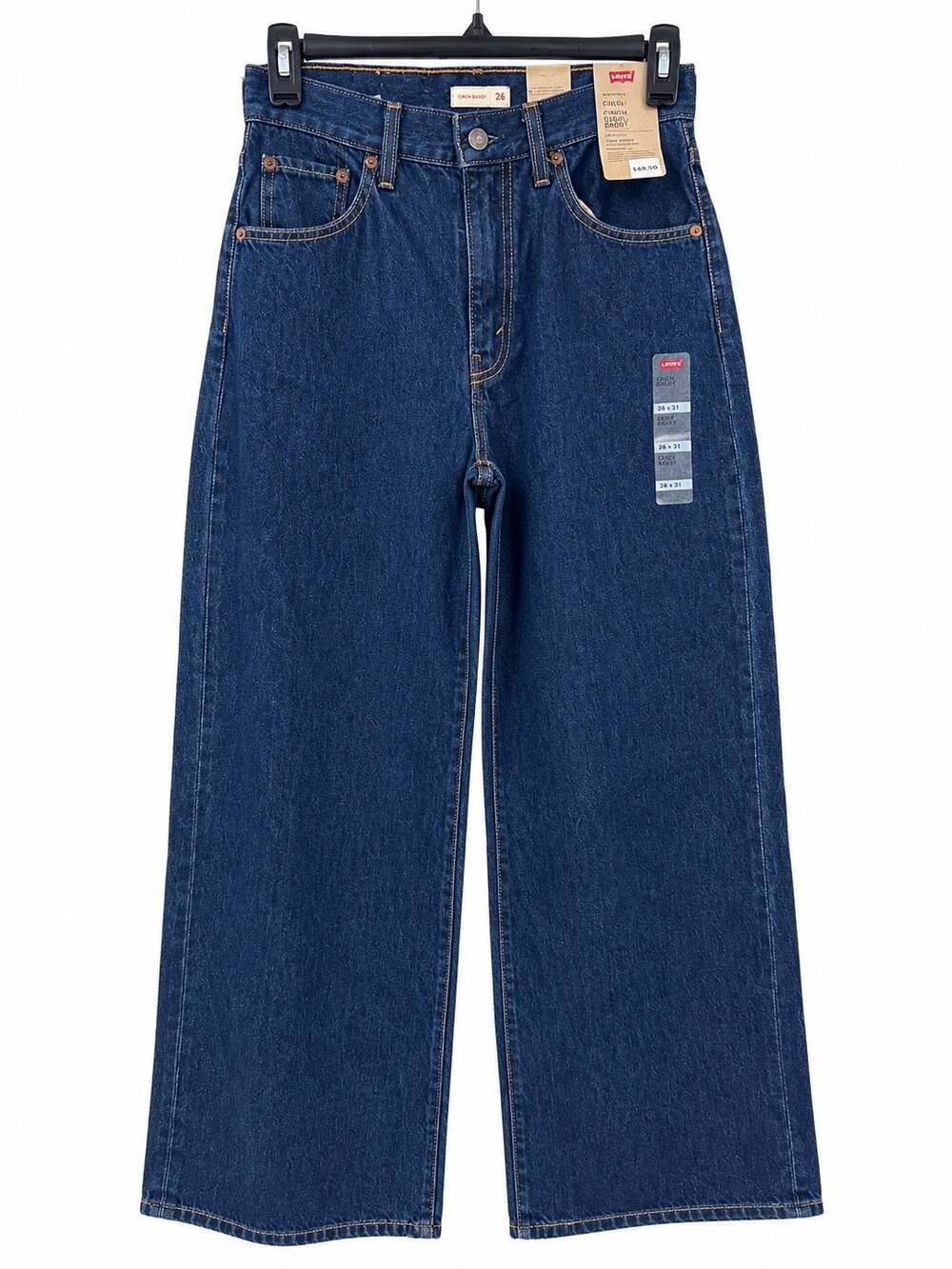 Levi's Cinch Baggy Jeans Dark Indigo 26x31 High Rise Straight Leg Y2K Streetwear
